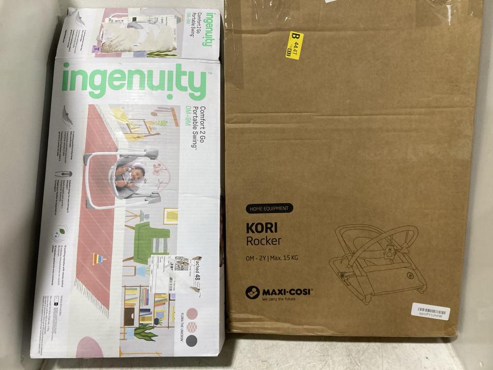 Lot 1547  
            Chesterfield SR47 - Parcel Delivery Only 

                
INGENUITY COMFORT 2 GO PORTABLE SWING TO INCLUDE MAXI COSI KORI ROCKER (LOCATION:...
