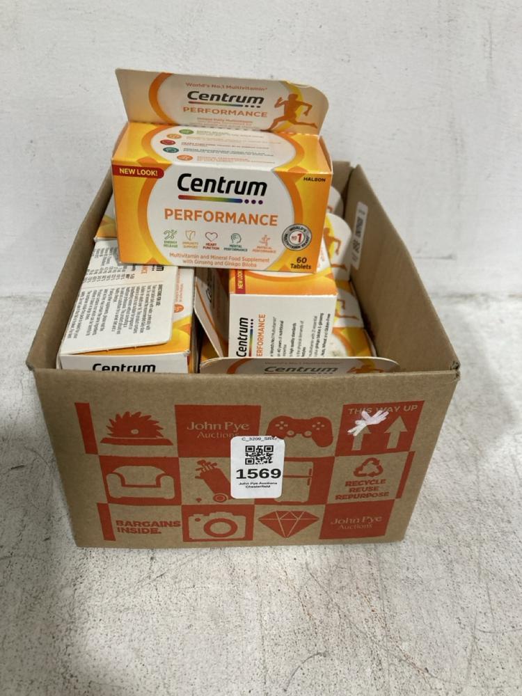 Lot 1569  
            Chesterfield SR47 - Parcel Delivery Only 

                
BOX OF 10 X CENTRUM PERFORMANCE MULTIVITAMIN FOOD SUPPLEMENT 60 TABLETS BBE- 02/2...