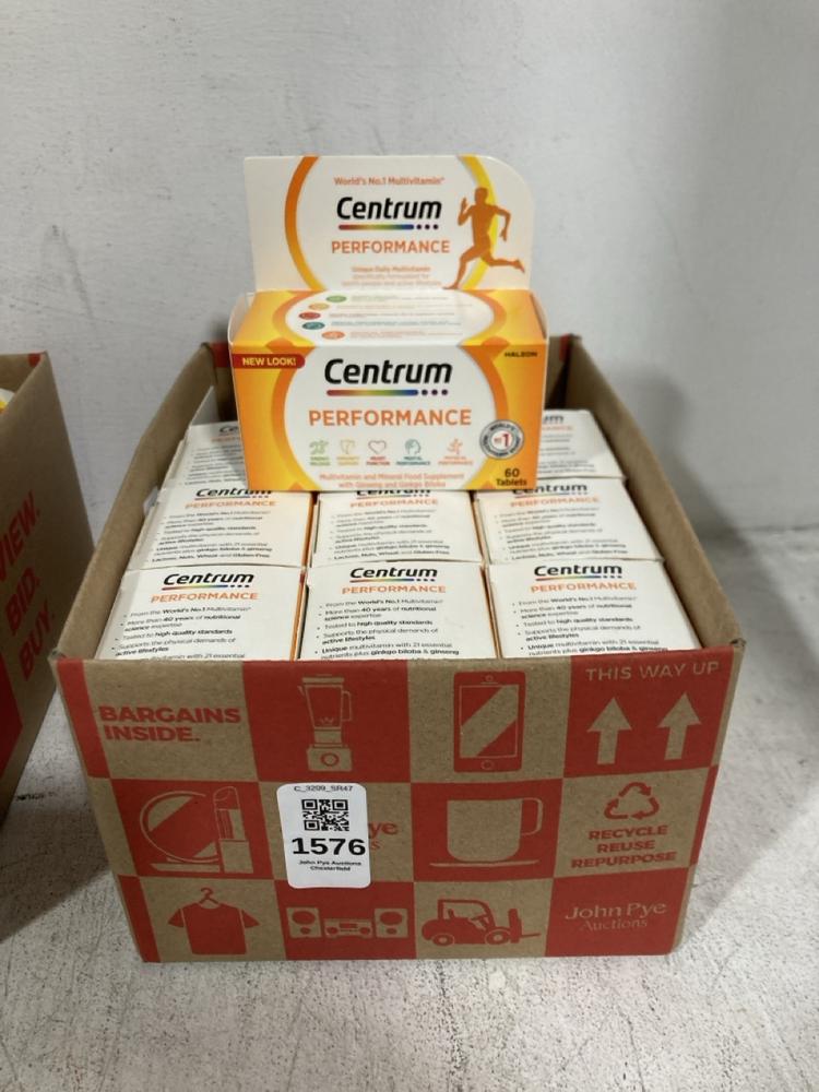 Lot 1576  
            Chesterfield SR47 - Parcel Delivery Only 

                
BOX OF 10 X CENTRUM PERFORMANCE MULTIVITAMIN FOOD SUPPLEMENT 60 TABLETS BBE- 02/2...