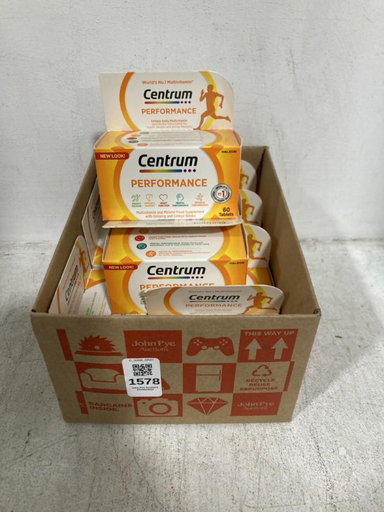 Lot 1578  
            Chesterfield SR47 - Parcel Delivery Only 

                
BOX OF 10 X CENTRUM PERFORMANCE MULTIVITAMIN FOOD SUPPLEMENT 60 TABLETS BBE- 02/2...