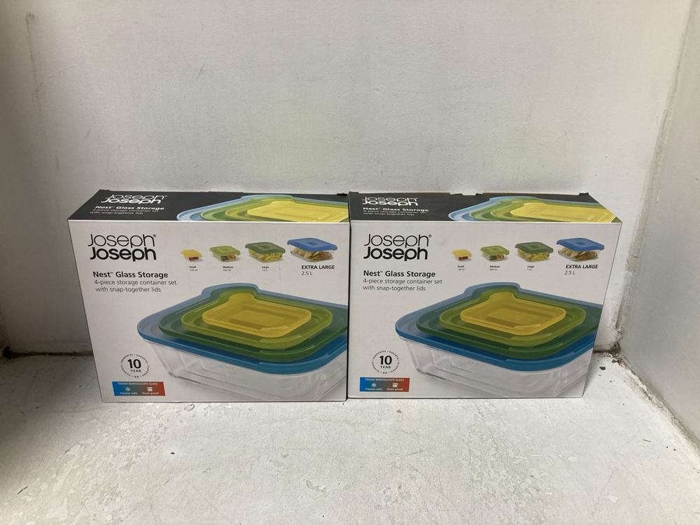 Lot 1740  
            Chesterfield SR47 - Parcel Delivery Only 

                
2 X JOSEPH JOSEPH NEST GLASS STORAGE FOUR PIECE CONTAINER SET -10025 (LOCATION: S...