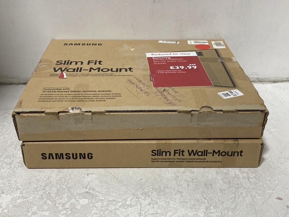 Lot 1746  
            Chesterfield SR47 - Parcel Delivery Only 

                
2 X SAMSUNG SLIM FIT TV WALL MOUNT COMPATIBLE WITH 21" QLED TV (9370007) (LOCATIO...