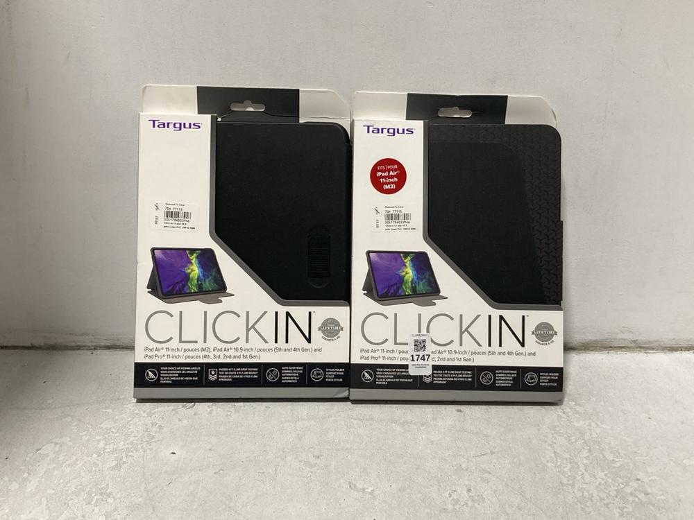 Lot 1747  
            Chesterfield SR47 - Parcel Delivery Only 

                
2 X TARGUS CLICK IN CASE TO FIT IPAD AIR 10.9 INCH AND 11 INCH (9370007) (LOCATIO...