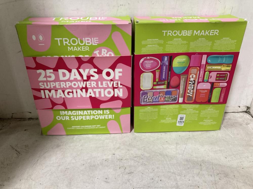 Lot 1823  
            Chesterfield SR47 - Parcel Delivery Only 

                
2 X TROUBLEMAKER ADVENT CALENDAR GIFT SET (LOCATION: SR46 H3)