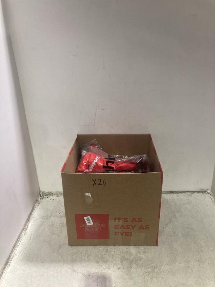 Lot 320  
            Chesterfield SR46 - Parcel Delivery Only 

                
24 X UHLSPORT STRIPE T SHIRT IN RED & BLACK - UK SIZE 3XS (LOCATION: J3)