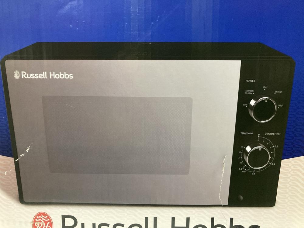 Lot 358  
            Chesterfield SR46 - Parcel Delivery Only 

                
RUSSELL HOBBS 20L MICROWAVE (LOCATION: J4)