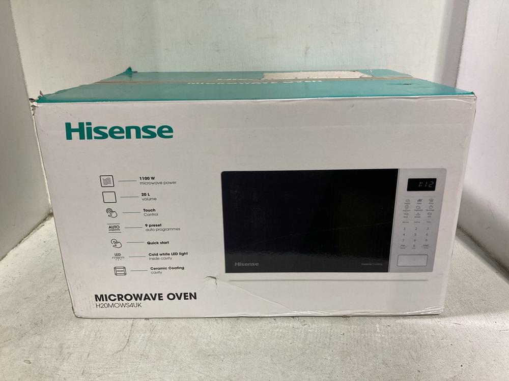 Lot 365  
            Chesterfield SR46 - Parcel Delivery Only 

                
HISENSE H20MOWS4UK MICROWAVE OVEN (LOCATION: J4)