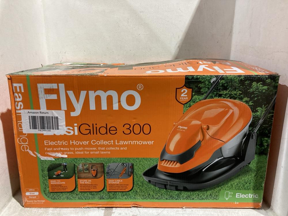 Lot 368  
            Chesterfield SR46 - Parcel Delivery Only 

                
FLYMO EASI GLIDE 300 ELECTRIC HOVER COLLECT LAWNMOWER (LOCATION: J5)
