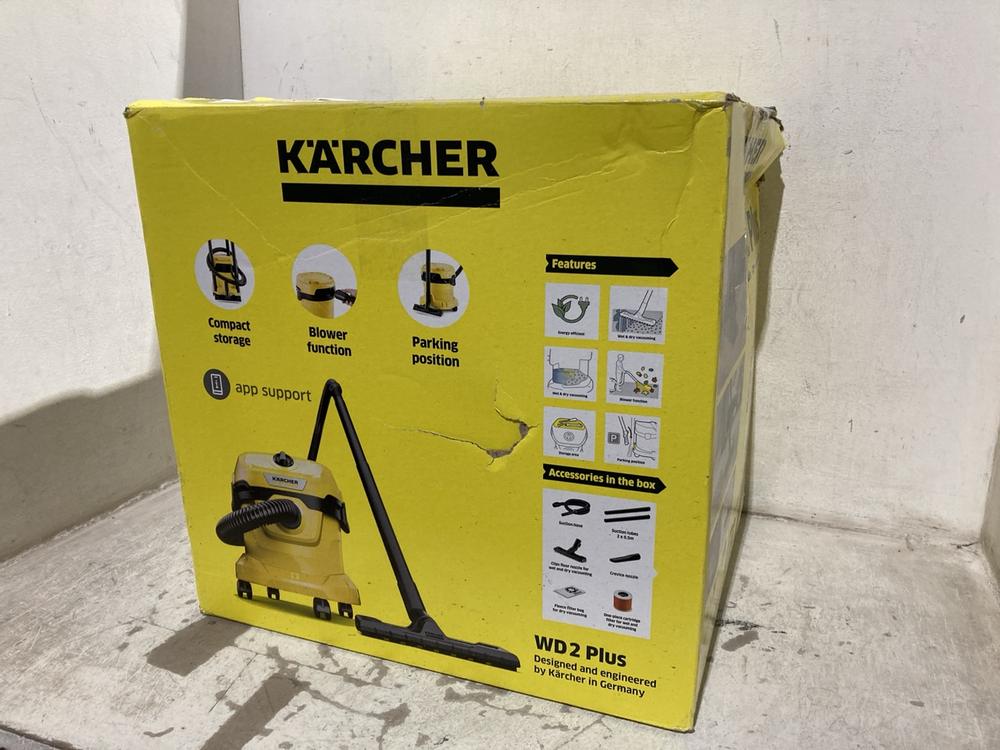 Lot 387  
            Chesterfield SR46 - Parcel Delivery Only 

                
KARCHER WD 2 PLU MULTI-PURPOSE VACUUM CLEANER (LOCATION: J5)