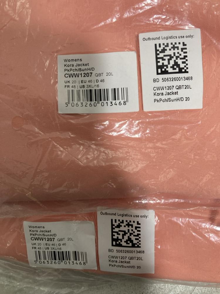 Lot 415  
            Chesterfield SR46 - Parcel Delivery Only 

                
2 X CRAGHOPPERS JACKET IN PEACH SUNSET SIZE 20 (LOCATION: I2)