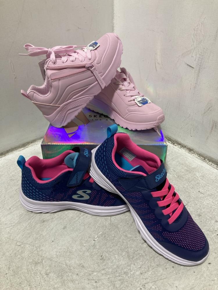 Lot 416  
            Chesterfield SR46 - Parcel Delivery Only 

                
4 X ASSORTED SHOES TO INCLUDE SKECHERS KIDS SHOES IN PURPLE SIZE 4 (LOCATION: I2)