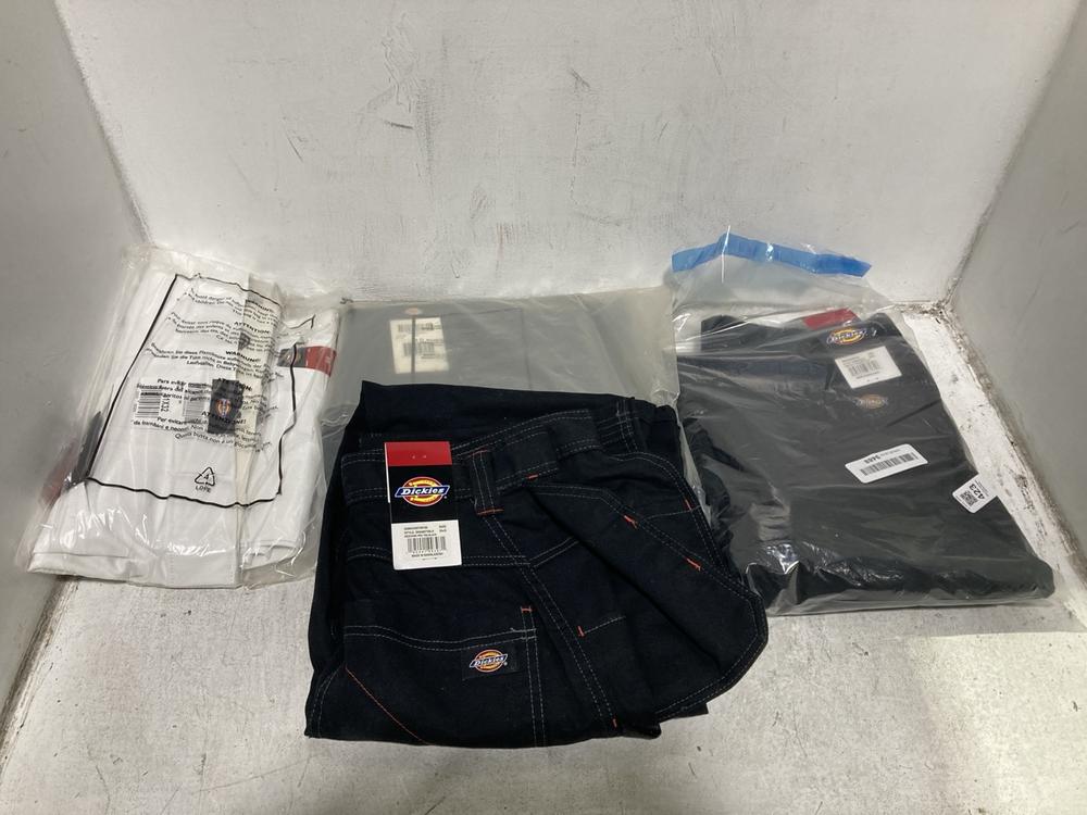 Lot 423  
            Chesterfield SR46 - Parcel Delivery Only 

                
4 X ASSORTED ADULTS WORK WEAR TO INCLUDE DICKIES WORK TROUSERS IN BLACK - UK SIZE...