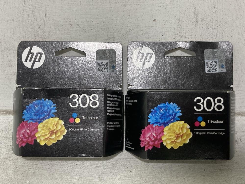 Lot 440  
            Chesterfield SR46 - Parcel Delivery Only 

                
6 X HP 308 TRI-COLOUR ORIGINAL INK CARTRIDGE (LOCATION: I3)