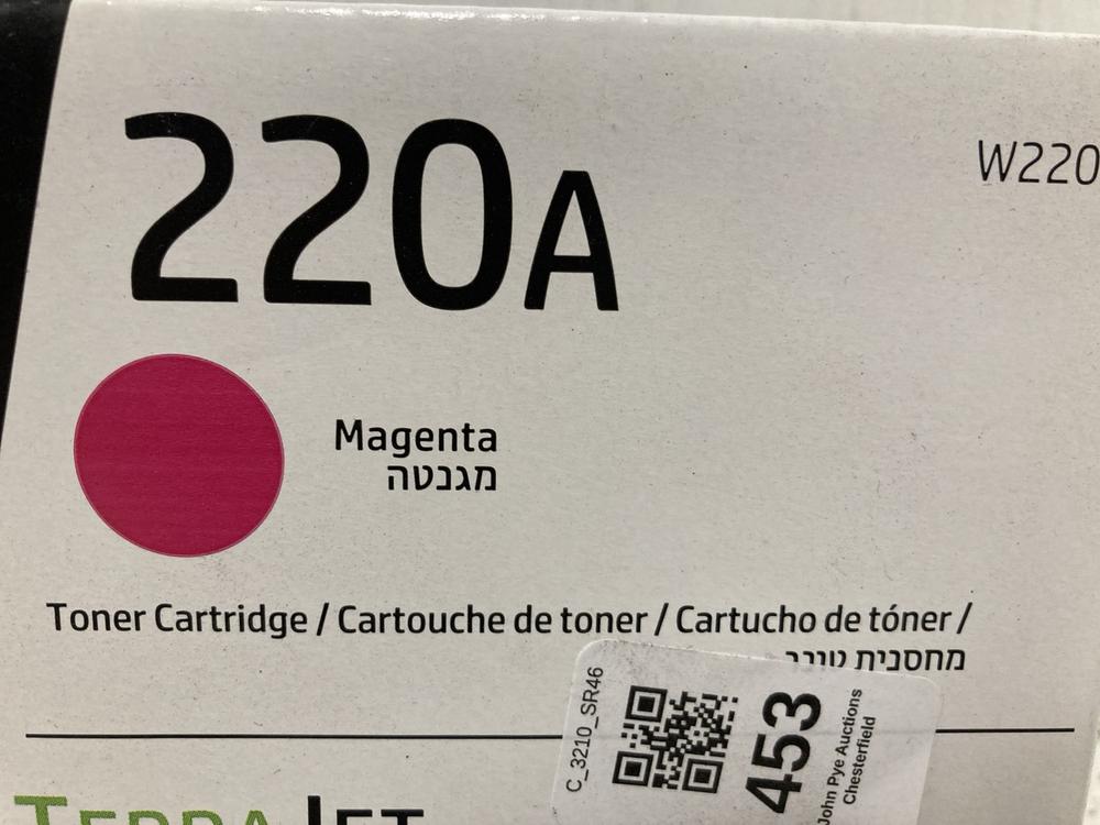Lot 453  
            Chesterfield SR46 - Parcel Delivery Only 

                
HP W2203A LASERJET 220A MAGENTA ORIGINAL TONER CARTRIDGE (LOCATION: I3)