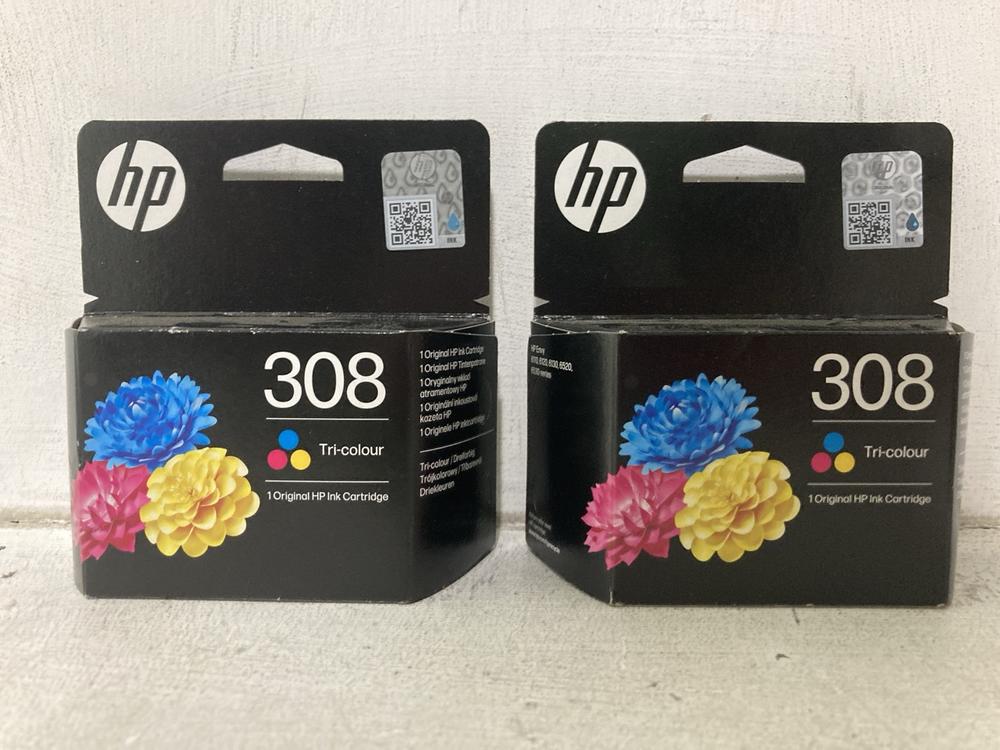 Lot 456  
            Chesterfield SR46 - Parcel Delivery Only 

                
6 X HP 308 TRI-COLOUR ORIGINAL INK CARTRIDGE (LOCATION: I3)