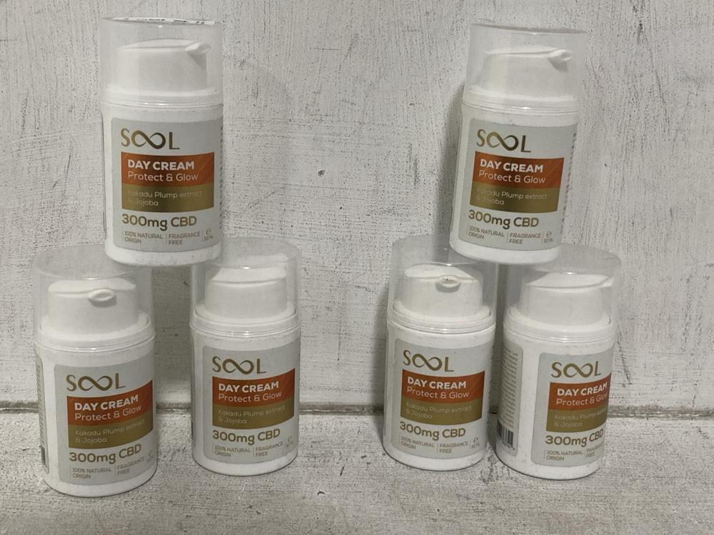 Lot 474  
            Chesterfield SR46 - Parcel Delivery Only 

                
6 X SOOL PROTECT & GLOW CBD DAY CREAM 50ML (LOCATION: I3)