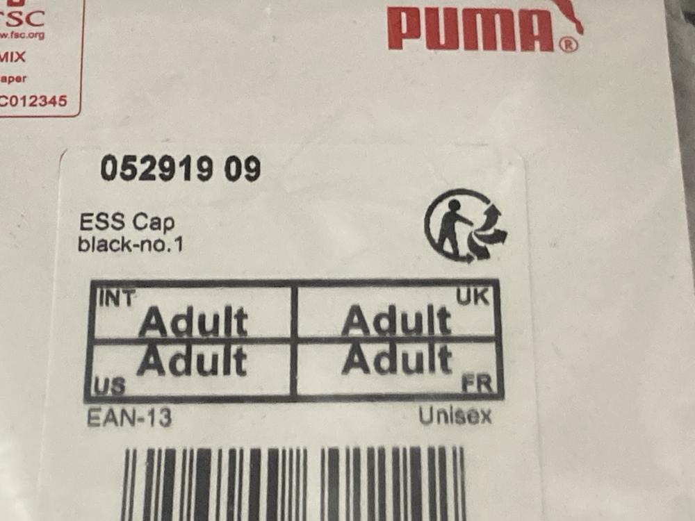 Lot 478  
            Chesterfield SR46 - Parcel Delivery Only 

                
18 X PUMA ADULTS CAP IN BLACK - ONESIZE (LOCATION: I3)