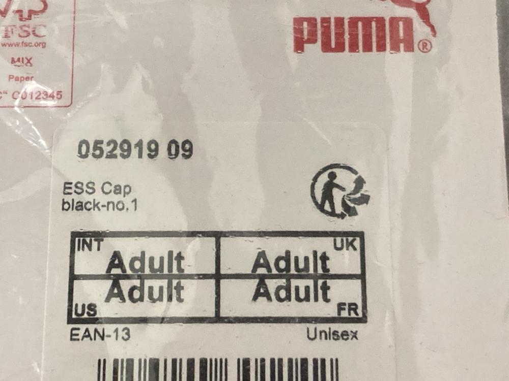Lot 480  
            Chesterfield SR46 - Parcel Delivery Only 

                
16 X PUMA ADULTS CAP IN BLACK - ONESIZE (LOCATION: I3)