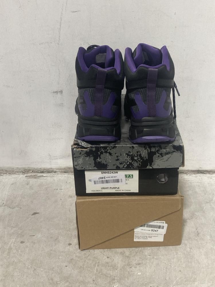 Lot 496  
            Chesterfield SR46 - Parcel Delivery Only 

                
3 X ASSORTED TRAINERS TO INCLUDE PURPLE/BLACK NORTI V8 TRAINERS SIZE 5.5 UK (LOCA...