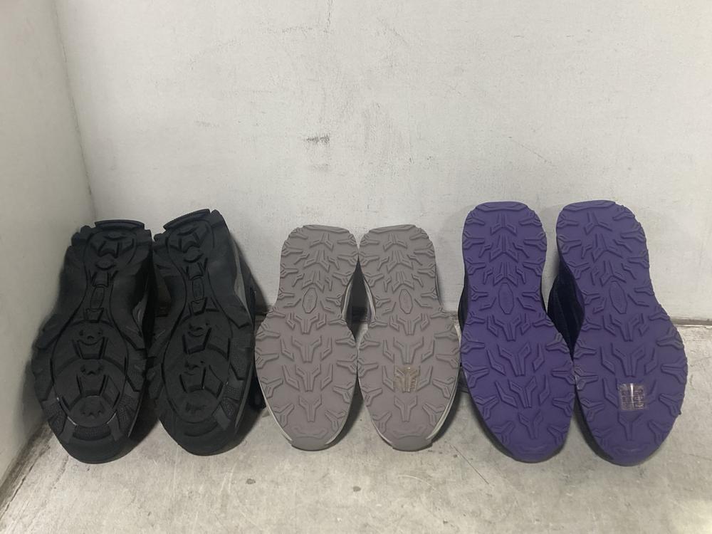 Lot 496  
            Chesterfield SR46 - Parcel Delivery Only 

                
3 X ASSORTED TRAINERS TO INCLUDE PURPLE/BLACK NORTI V8 TRAINERS SIZE 5.5 UK (LOCA...