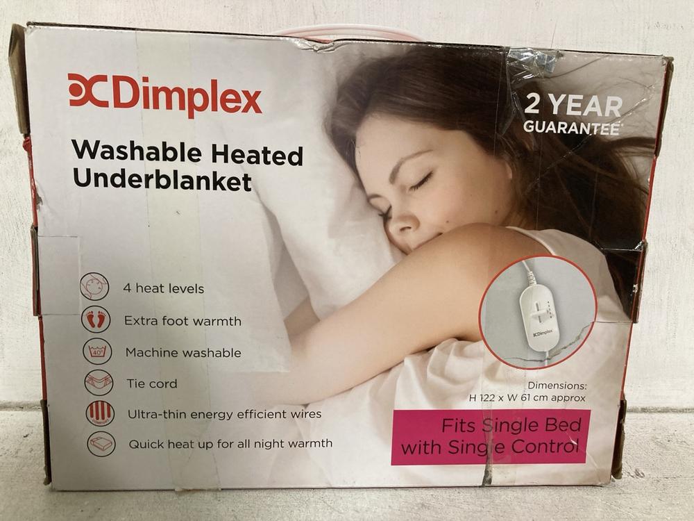 Lot 518  
            Chesterfield SR46 - Parcel Delivery Only 

                
STATUS SINGLE ELECTRIC UNDER BLANKET TO INCLUDE DIMPLEX WASHABLE HEATED UNDERBLAN...