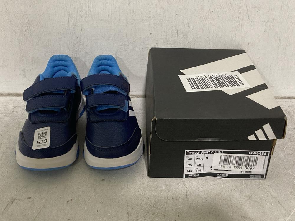 Lot 519  
            Chesterfield SR46 - Parcel Delivery Only 

                
ADIDAS KIDS TRAINERS IN BLUE SIZE 11K TO INCLUDE ADIDAS TENASUAR TRAINERS IN BLAC...