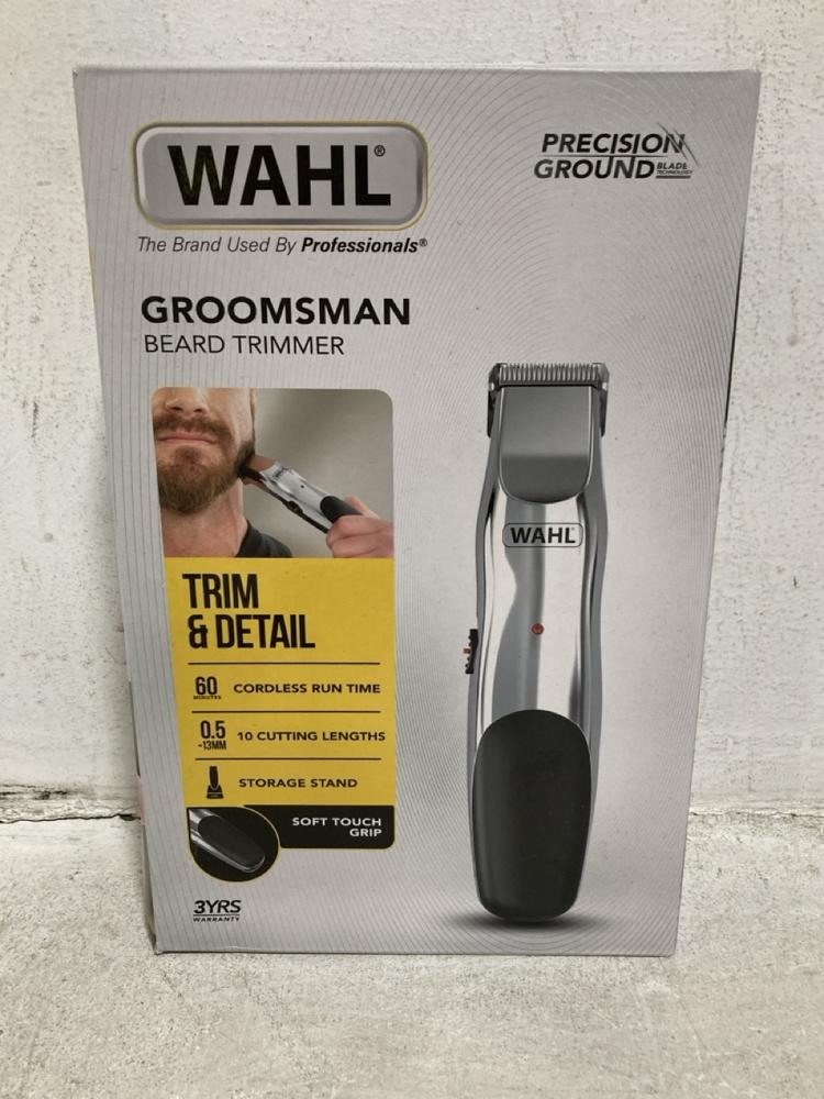 Lot 534  
            Chesterfield SR46 - Parcel Delivery Only 

                
WAHL GROOMSMAN BEARD TRIMMER TO INCLUDE MEOLI GR RECHARGEABLE HAIR CLIPPER (LOCAT...