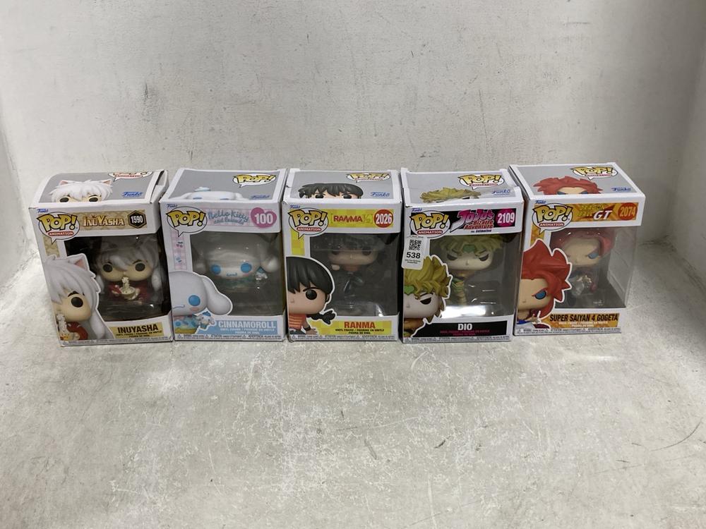Lot 538  
            Chesterfield SR46 - Parcel Delivery Only 

                
5 X ASSORTED POP FIGURES TO INCLUDE POP ANIMATION RANMA 2026 FIGURE (LOCATION: I5)