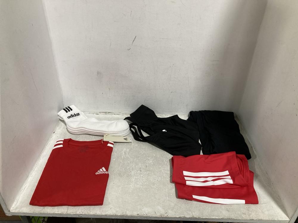 Lot 545  
            Chesterfield SR46 - Parcel Delivery Only 

                
5 X ASSORTED BRANDED CLOTHING ITEMS TO INCLUDE RED ADIDAS CROP TOP SIZE XS (LOCAT...
