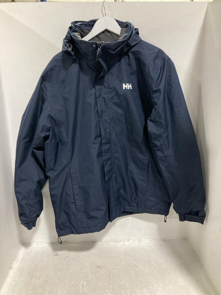 Lot 547  
            Chesterfield SR46 - Parcel Delivery Only 

                
HELLY HANSEN NAVY BLUE ZIP UP WP JACKET IN SIZE XL TO INCLUDE HELLY HANSEN LIFA I...