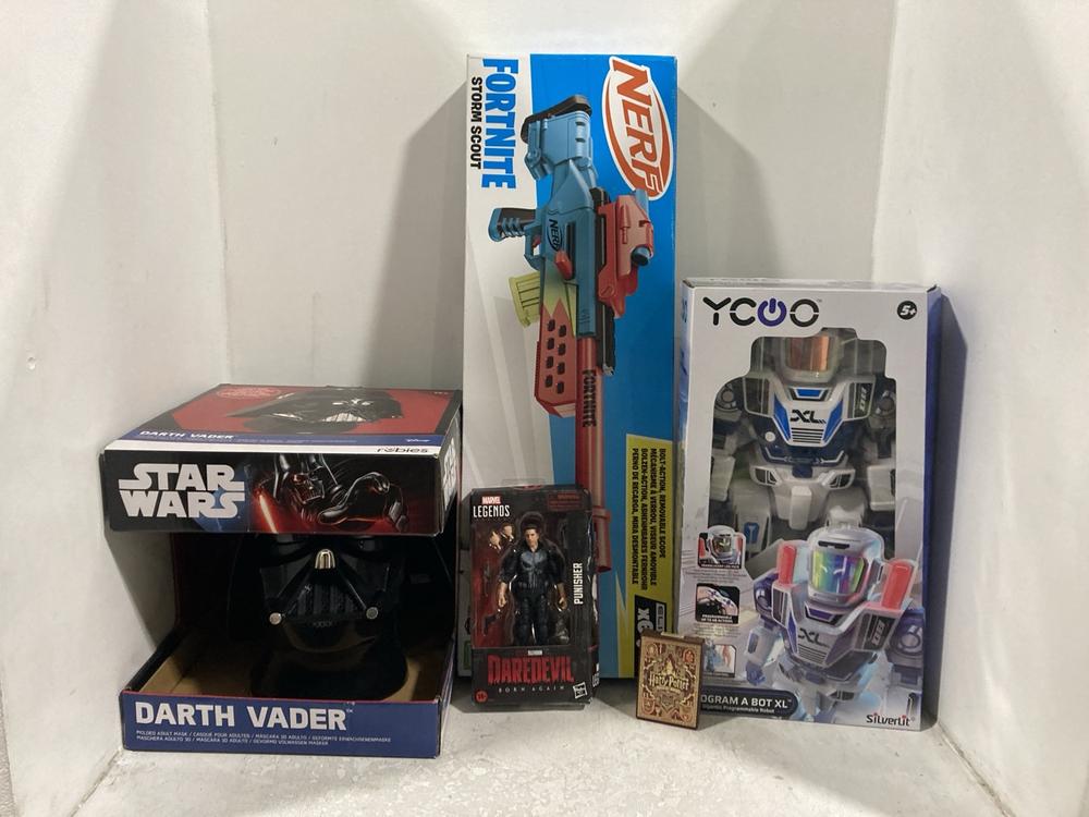 Lot 598  
            Chesterfield SR46 - Parcel Delivery Only 

                
4 X ASSORTED TOYS TO INCLUDE NERF FORTNITE STORM SCOUT (LOCATION: H1)