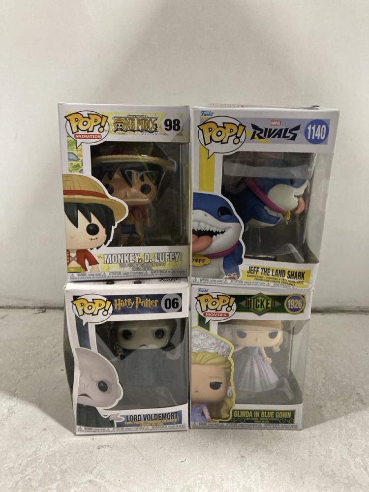 Lot 604  
            Chesterfield SR46 - Parcel Delivery Only 

                
4 X ASSORTED POP FIGURES TO INCLUDE HARRY POTTER 06 LORD VOLDEMORT (LOCATION: H1)