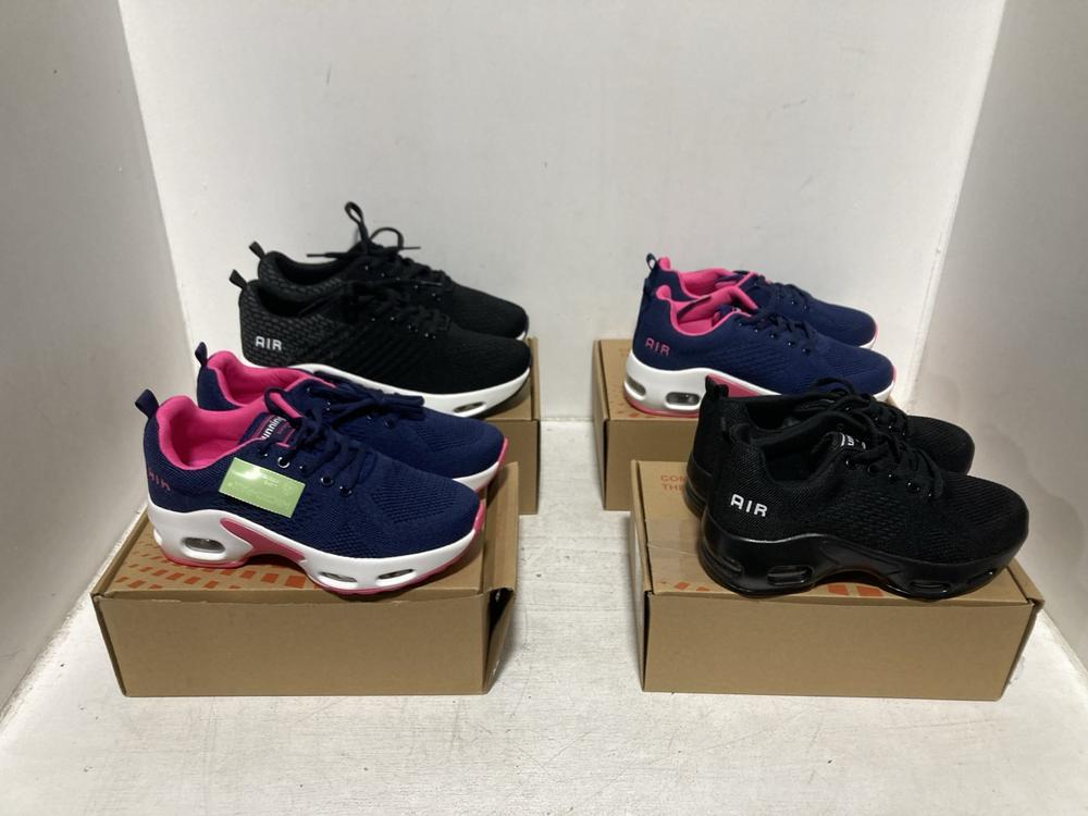 Lot 634  
            Chesterfield SR46 - Parcel Delivery Only 

                
4 X ASSORTED TRAINERS TO INCLUDE BLACK AIR TRAINERS IN SIZE 6.5 UK (LOCATION: H2)