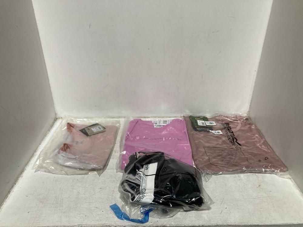 Lot 637  
            Chesterfield SR46 - Parcel Delivery Only 

                
9 X ASSORTED CLOTHING ITEMS TO INCLUDE REGATTA OUTDOORS DUSKY PINK TOP SIZE 10 UK...