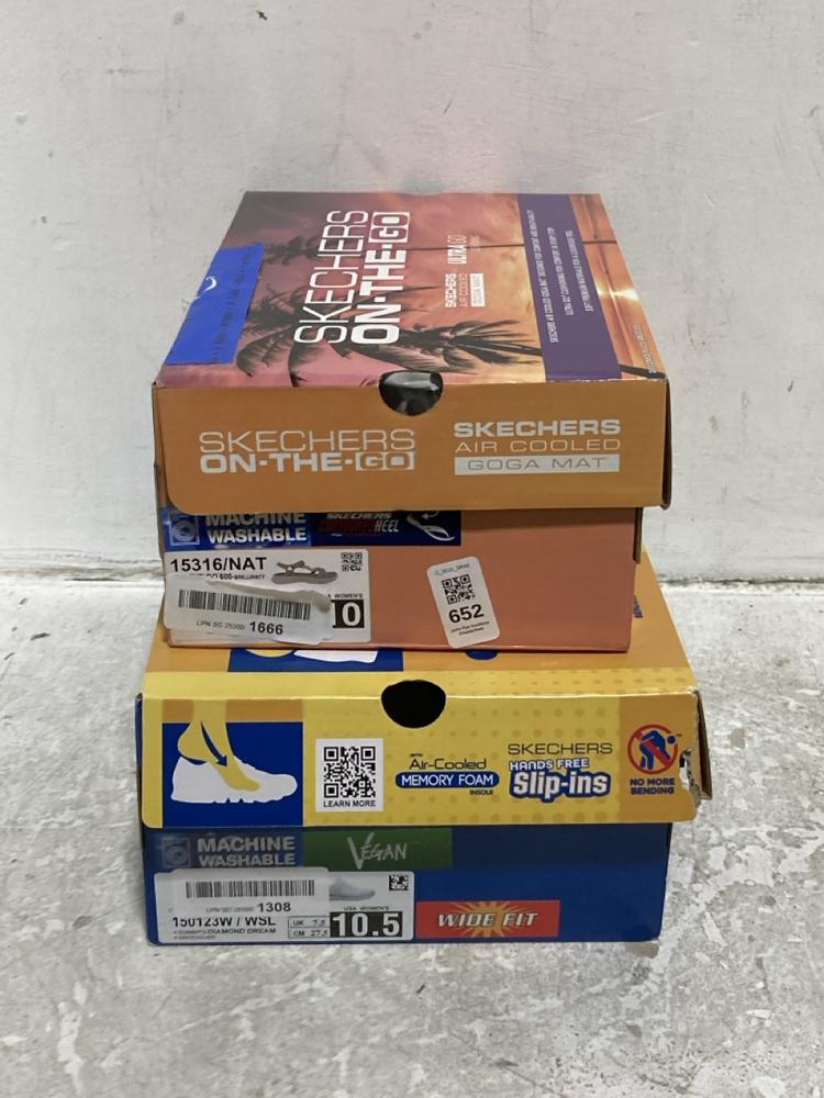 Lot 652  
            Chesterfield SR46 - Parcel Delivery Only 

                
SKETCHERS SLIP-ONS TRAINERS IN WHITE - UK SIZE 7.5 TO INCLUDE SKECHERS AIR-COOLED...