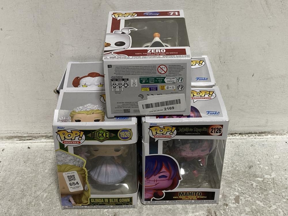 Lot 654  
            Chesterfield SR46 - Parcel Delivery Only 

                
5 X ASSORTED FUNKO POP VINYL FIGURES TO INCLUDE FUNKO POP WICKED 1926 GLINDA IN B...