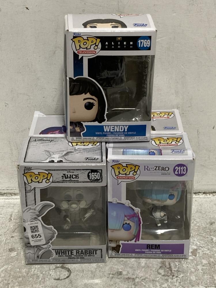 Lot 655  
            Chesterfield SR46 - Parcel Delivery Only 

                
5 X ASSORTED FUNKO POP VINYL FIGURES TO INCLUDE FUNKO POP ALICE & WONDERLAND 1650...