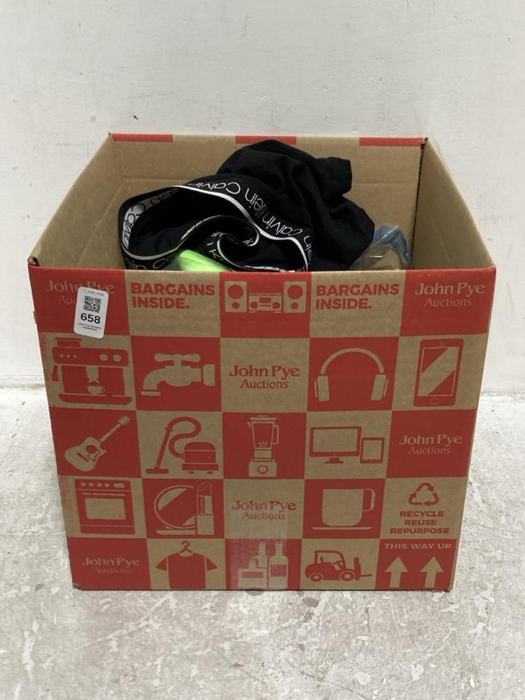 Lot 658  
            Chesterfield SR46 - Parcel Delivery Only 

                
QTY OF ASSORTED ADULTS BRANDED CLOTHING TO INCLUDE CALVIN KLEIN MENS BOXERS IN BL...