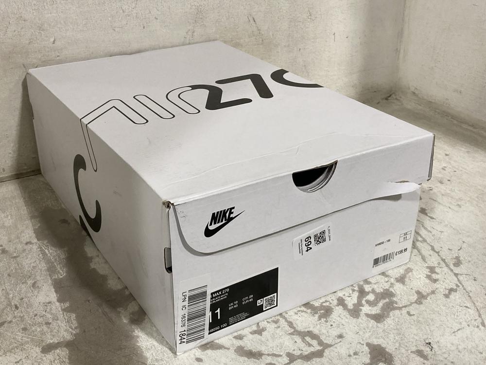 Lot 694  
            Chesterfield SR46 - Parcel Delivery Only 

                
NIKE AIR MAX 270 TRAINERS IN BLACK & WHITE - UK SIZE 10 (LOCATION: H4) - Image 2