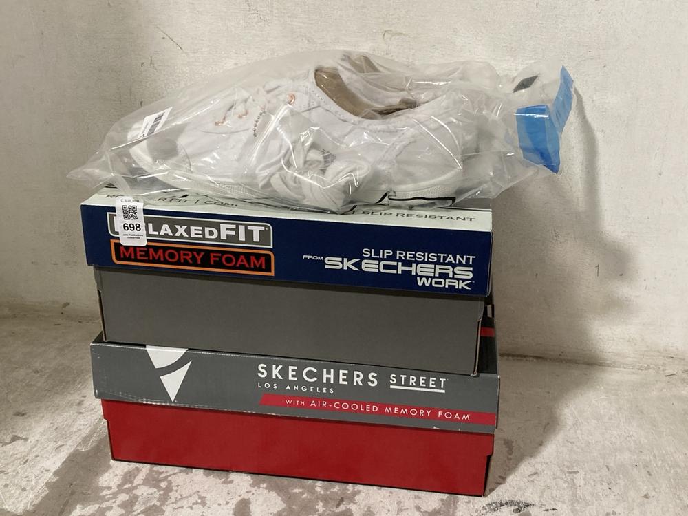 Lot 698  
            Chesterfield SR46 - Parcel Delivery Only 

                
3 X ASSORTED ADULTS SHOES TO INCLUDE SKECHERS WORK MEMORY FOAM SHOES IN WHITE- UK...