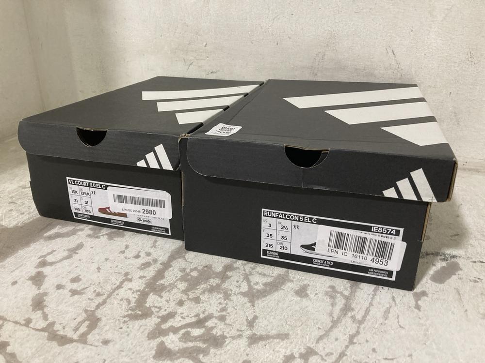 Lot 705  
            Chesterfield SR46 - Parcel Delivery Only 

                
ADIDAS RUN FALCON 5 EL C TRAINERS IN BLACK & WHITE - UK SIZE 2.5 TO INCLUDE ADIDA...