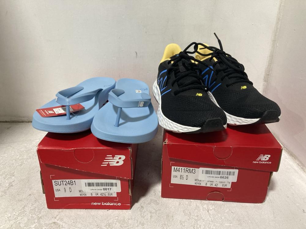 Lot 733  
            Chesterfield SR46 - Parcel Delivery Only 

                
NEW BALANCE SUT24B1 FLIP FLOPS IN BLUE - UK SIZE 8 TO INCLUDE NEW BALANCE M411RM3...