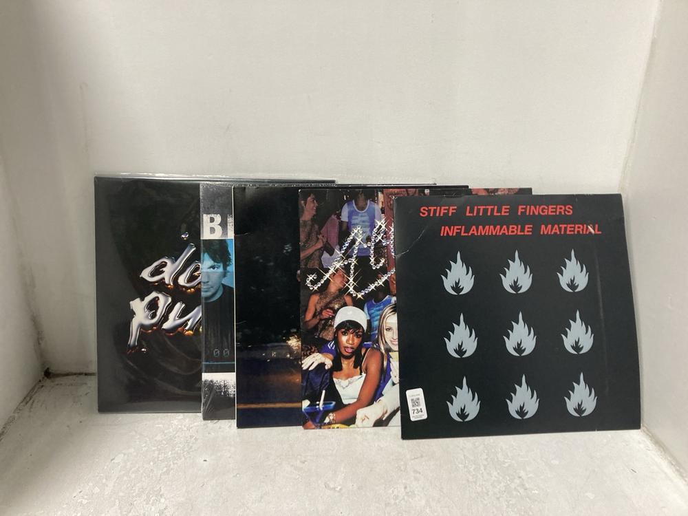 Lot 734  
            Chesterfield SR46 - Parcel Delivery Only 

                
5 X ASSORTED VINYLS TO INCLUDE STIFF LITTLE FINGERS INFLAMMABLE MATERIAL VINYL (L...