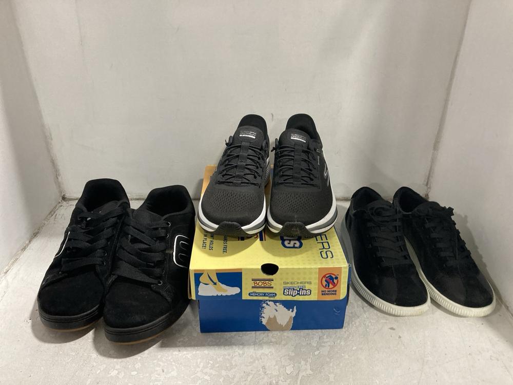 Lot 742  
            Chesterfield SR46 - Parcel Delivery Only 

                
3 X ASSORTED ADULTS SHOES TO INCLUDE ECCO LEATHER SNEAKERS IN BLACK - UK SIZE 7.5...