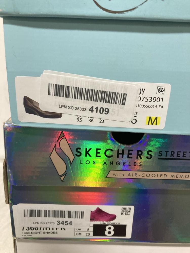 Lot 760  
            Chesterfield SR46 - Parcel Delivery Only 

                
3 X ASSORTED ADULTS SHOES TO INCLUDE SKECHERS AIR-COOLED SHOES IN MAGENTA - UK SI... - Image 4