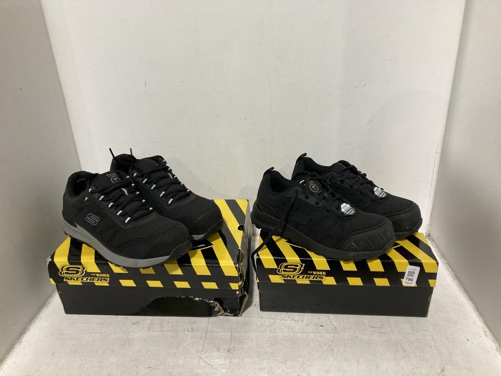 Lot 786  
            Chesterfield SR46 - Parcel Delivery Only 

                
SKECHERS WORK AYAK SHOES IN BLACK - UK SIZE 4.5 TO INCLUDE SKECHERS WORK BRAGO SH...