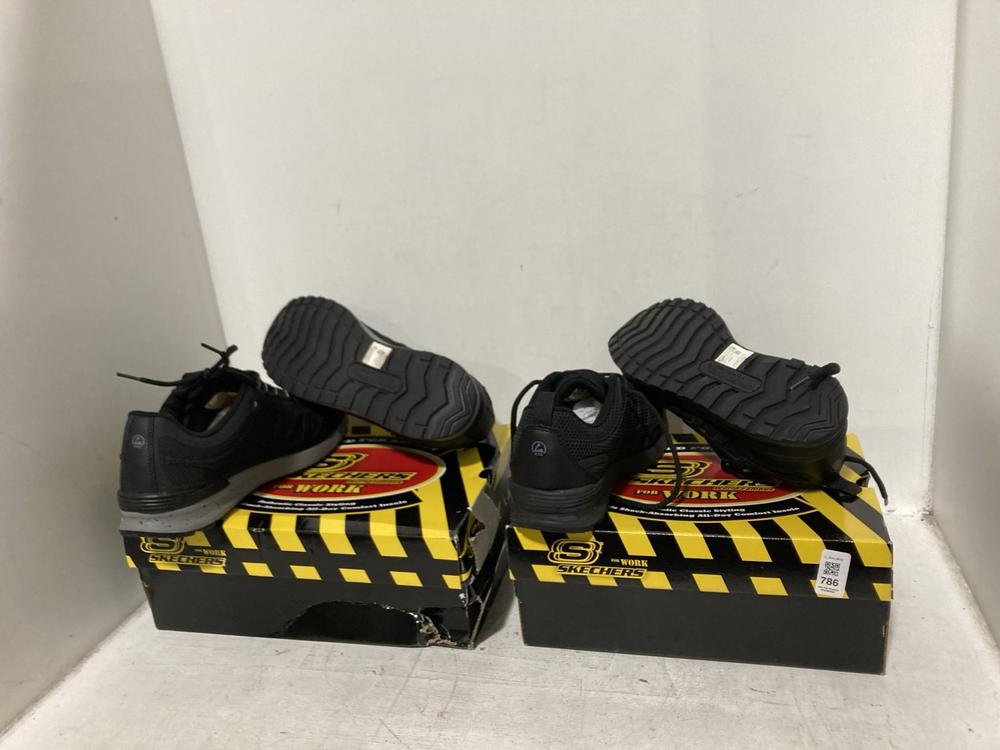 Lot 786  
            Chesterfield SR46 - Parcel Delivery Only 

                
SKECHERS WORK AYAK SHOES IN BLACK - UK SIZE 4.5 TO INCLUDE SKECHERS WORK BRAGO SH...