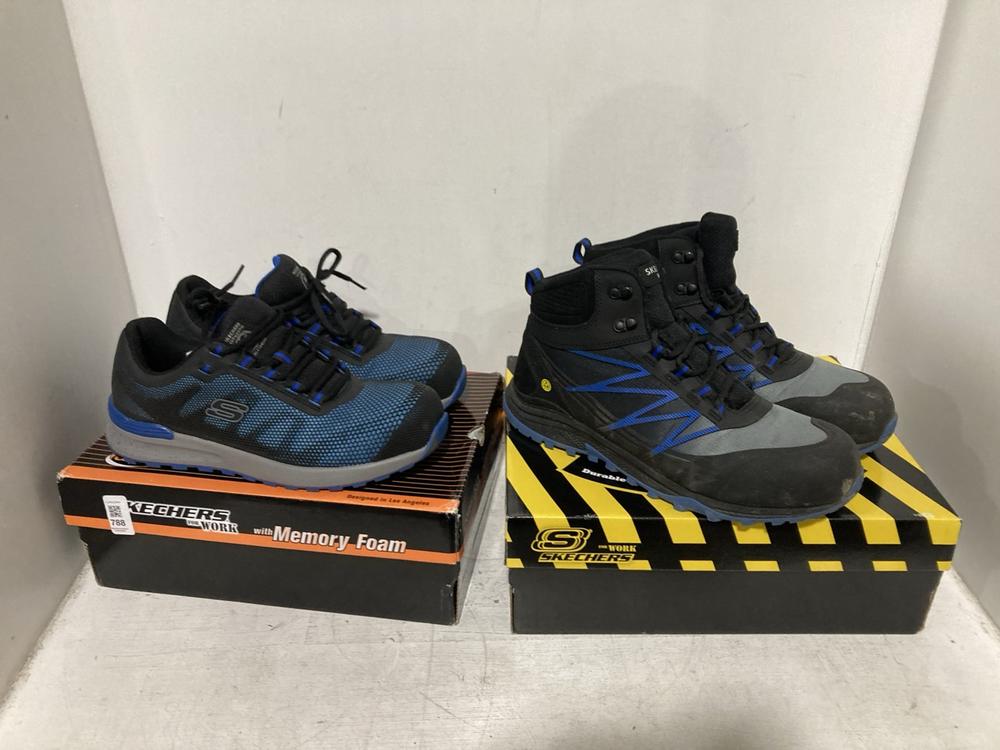 Lot 788  
            Chesterfield SR46 - Parcel Delivery Only 

                
SKETCHERS ANKLE WORK BOOTS IN BLUE & BLACK - UK SIZE 10 TO INCLUDE SKECHERS WORK ...