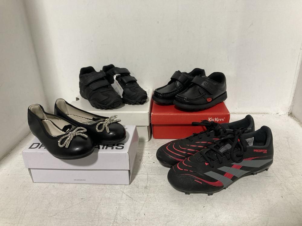 Lot 793  
            Chesterfield SR46 - Parcel Delivery Only 

                
4 X ASSORTED KIDS SHOES TO INCLUDE ADIDAS PREDATOR STUDDED FOOTBALL BOOTS IN RED ...