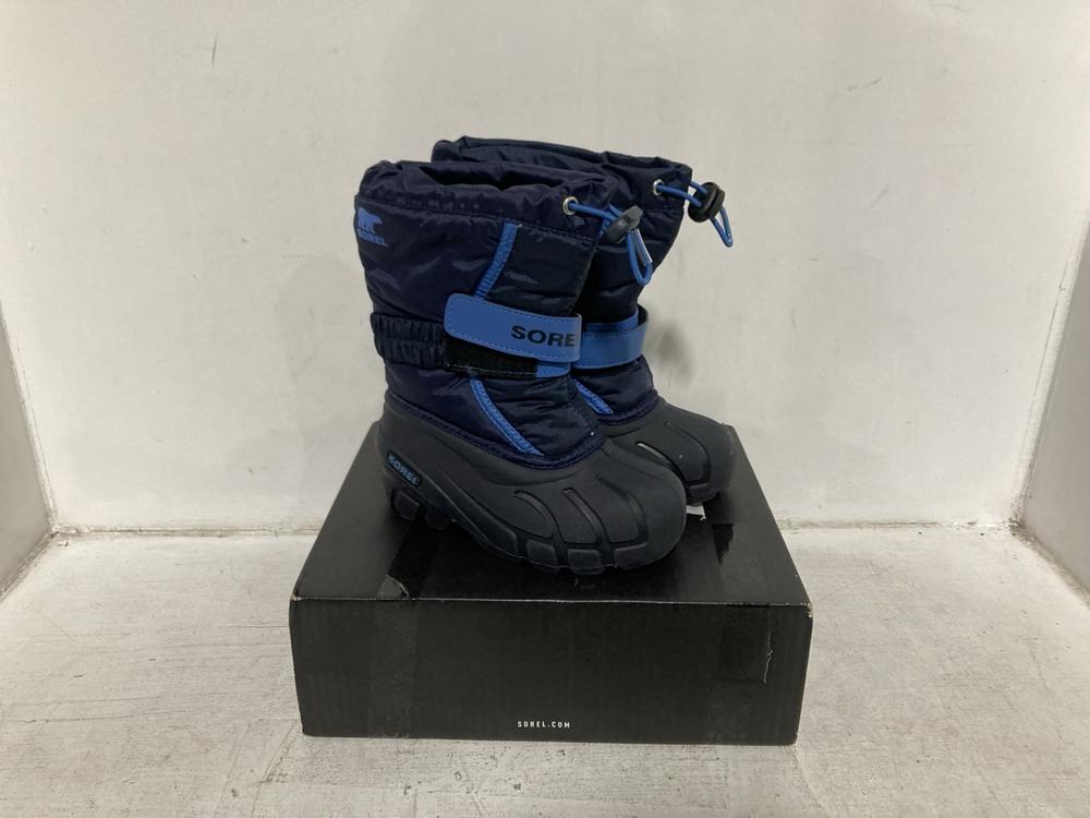 Lot 794  
            Chesterfield SR46 - Parcel Delivery Only 

                
SOREL CHILDRENS FLURRY BOOTS IN BLACK & BLUE - UK SIZE 10 (LOCATION: G3)